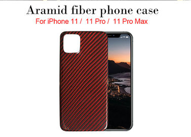 काले और लाल चमकदार टवील Aramid iPhone 11 कवर प्रकरण