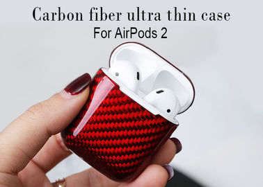 लोगो मुद्रित Shockproof Apple Airpods रियल कार्बन फाइबर केस