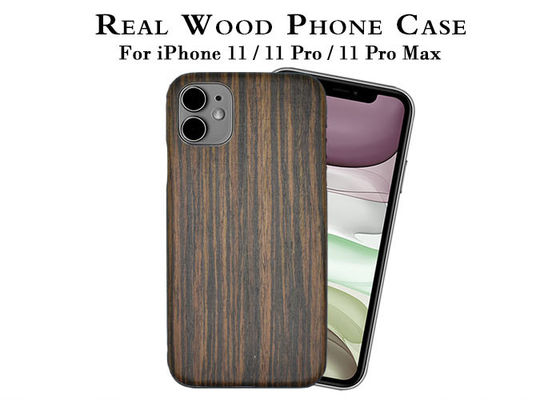 विरोधी फिंगरप्रिंट iPhone 11 उत्कीर्ण आबनूस लकड़ी फोन के मामले