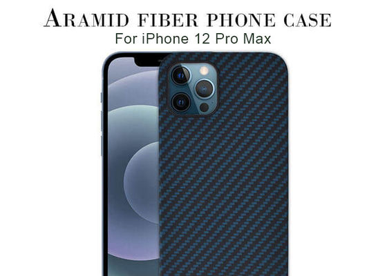 स्क्रैच रेसिस्टेंट मैट सरफेस ब्लू iPhone 12 Aramid कार्बन फाइबर केस