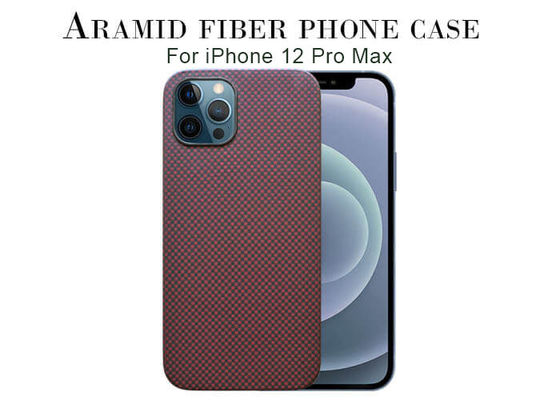 फुल प्रोटेक्टिव रेड प्लेन वीव iPhone 12 Aramid फोन केस कार्बन केस