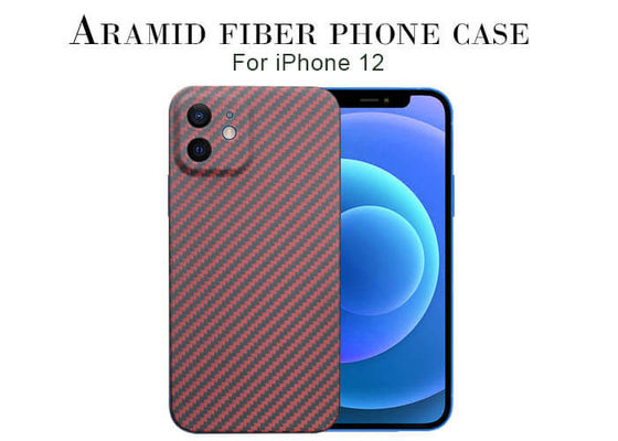 IPhone 12 के लिए रेड कलर केवलर कार्बन अरामिड फाइबर फोन केस Case